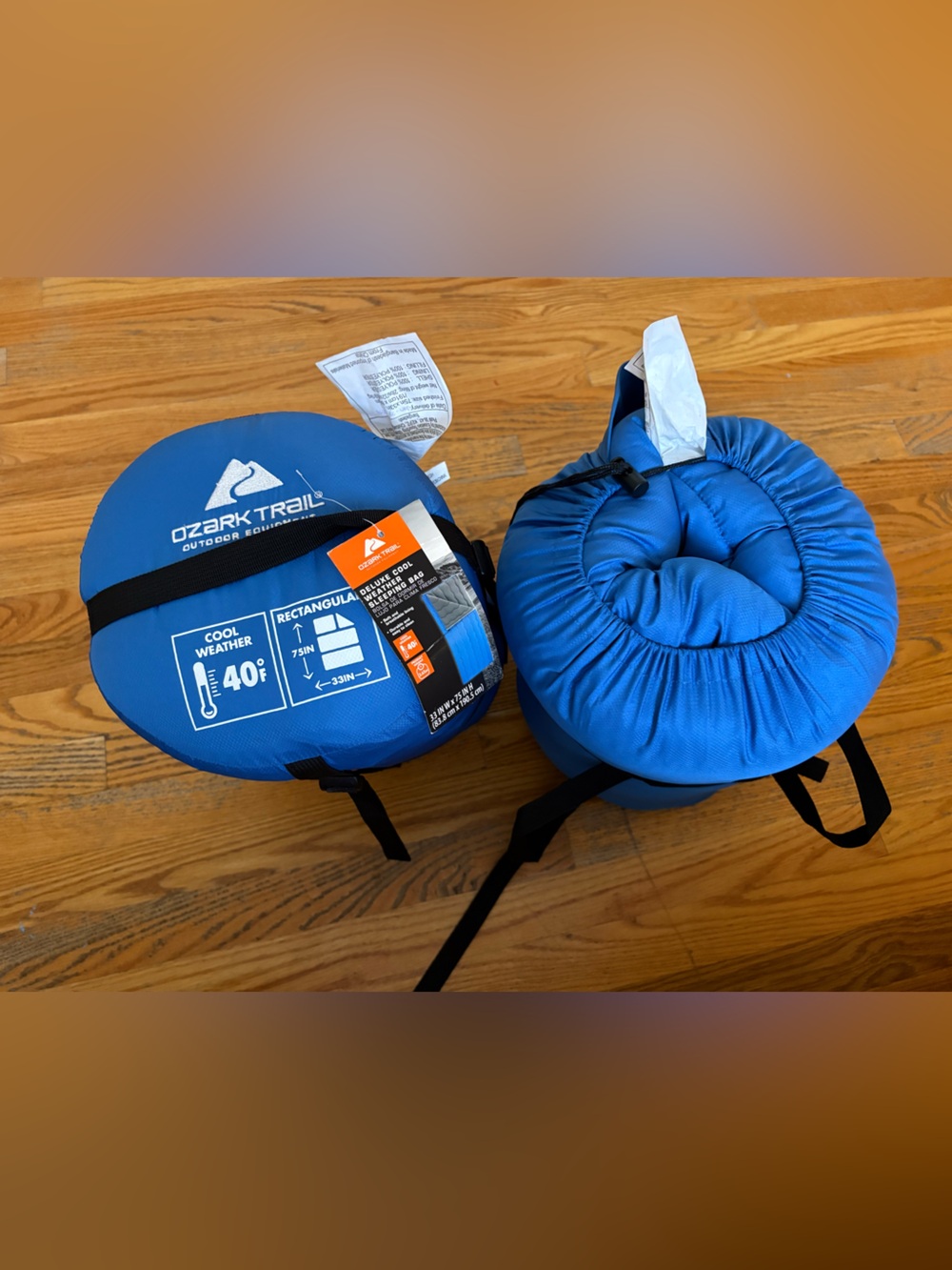 Ozark Trail Bright Blue Sleeping Bag with Compression Sack